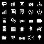 Application icons with reflect on black background, stock vector