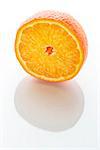 Image of a sliced orange on white background