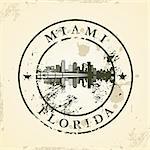 Grunge rubber stamp with Miami, Florida - vector illustration