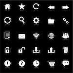 Tool bar icons with reflect on black background, stock vector