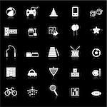 Toy icons with reflect on black background, stock vector