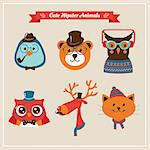 Cute fashion Hipster Animals & pets vector