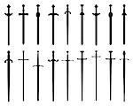 Black silhouettes of swords and sabers, vector