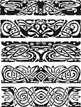 Animalistic knot designs in celtic style. Black and white vector illustrations.