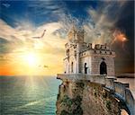 Swallow's Nest Castle on the rock in the Black sea