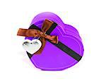 Violet Heart-shaped box in heart shape on white background