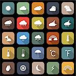 Weather flat icons with long shadow, stock vector