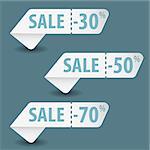 Collect Paper Sale Signs with Tear-off Coupon, vector illustration
