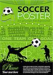 Soccer Poster with Players and Fans on grunge background, vector illustration