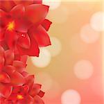 Red Flower With Water Drops Bokeh, With Gradient Mesh, Vector Illustration