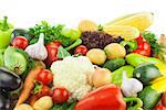 Different Vegetables / Big Assortment of Food / on white background with copy space