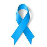Blue awareness ribbon on white background. Disease symbol.