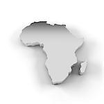 High resolution map of Africa in 3D in silver and including a clipping path.