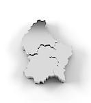 High resolution Luxembourg map in 3D in silver with states stepwise arranged and including a clipping path.