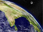 Indian subcontinent on planet Earth viewed from space. Highly detailed planet surface and clouds. Elements of this image furnished by NASA.