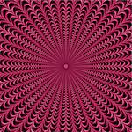 Digital abstract fractal image with a monochrome radial design in cerise.