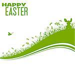 Easter Silhouette with bunny, grass, flower and butterfly, vector isolated on white background