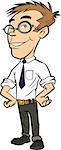 Cartoon young office worker with glasses. Isolated