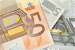 close up macro detail of euro money banknotes