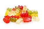 Gummy bears, Colorful jelly bear candies set isolated on white