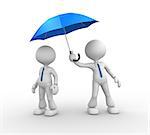 3d people - men, person and blue umbrella