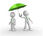 3d people - men, person and green umbrella
