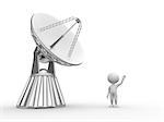 3d people - man, person with a parabolic dish ( radio telescope )