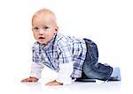 Cute baby boy over white background