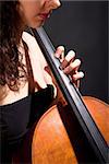 Closeup of a Female Musician Playing Violoncello