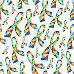 A seamless tiled autism awareness ribbon background. Vector EPS 10 file available.