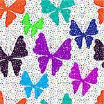 Motley spring seamless vivid white pattern with butterflies (vector eps 10)