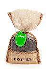 Coffee small bag with label. Isolated on white background