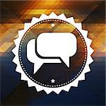 Speech Bubble Icon. Retro label design. Hipster background made of triangles, color flow effect.