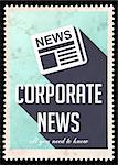Corporate News on Blue Background. Vintage Concept in Flat Design with Long Shadows.