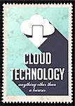 Cloud Technology on Light Blue Background. Vintage Concept in Flat Design with Long Shadows.