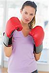 Portrait of a determined female boxer in the gym