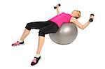 Dumbbell Chest Fly on Stability Fitness Ball Exercise, phase 1 of 2