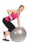 One-Arm Dumbbell Row or Raw on Stability Fitness Ball Exercise, phase 1 of 2