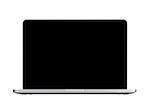 Laptop with blank black screen. Isolated on white background