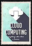 Cloud Computing on Light Blue Background. Vintage Concept in Flat Design with Long Shadows.