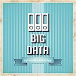 Big Data with Icon of Folders and Slogan on Blue Striped Background. Vintage Concept in Flat Design.