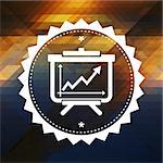 Flipchart with Growth Chart Icon. Retro label design. Hipster background made of triangles, color flow effect.