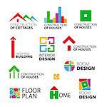 collection of vector logos construction and repair of houses