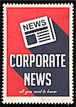 Corporate News on Red Background. Vintage Concept in Flat Design with Long Shadows.