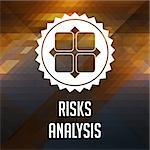 Risk Analysis Concept. Retro label design. Hipster background made of triangles, color flow effect.