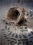 A small intricately woven bird's nest.