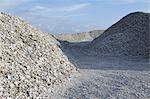 Road leading through piles of discarded oyster shells Oysterville USA