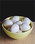 Bowl of organic, free range white eggs