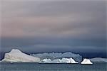 Icebergs at sunrise in Baffin Bay near Greenland.