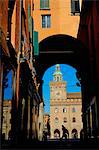 View of Palazzo Comunale on the Piazza Maggiore, from the Via Clavature, Bologna, Emilia-Romagna, Italy, Europe